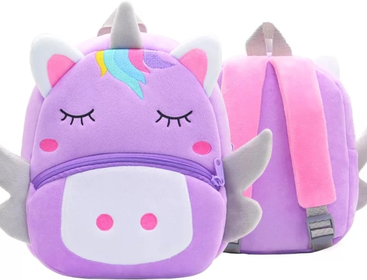 Rugzak - Schooltas - Kinderen - Eenhoorn – Unicorn - Pluche – Paars Roze - Peuters - Kleuters - Jongens - Meisjes 1 Rugzak - Schooltas - Kinderen - Eenhoorn – Unicorn - Pluche – Paars Roze - Peuters - Kleuters - Jongens - Meisjes