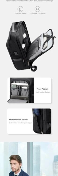 Arctic Hunter Rugtas - Laptop Tas - 15,6 Inch - Waterafstotend - Usb Oplaadstation -Schoolbenodigdheden 400x1200