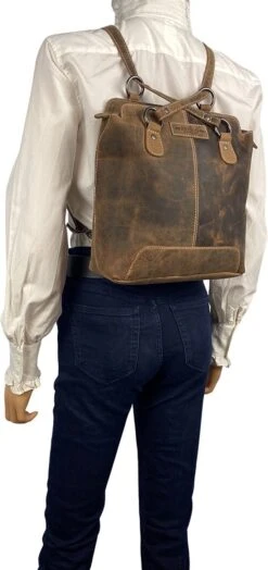 Anti-diefstal Rugtas - Rugzak Dames - Schoudertas Leer - Backpack - Echt Buffelleer - Cognac -Schoolbenodigdheden 566x1200 2