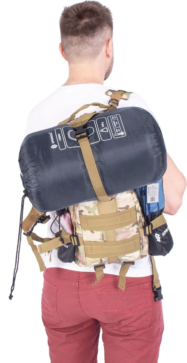 Springos Rugzak | Backpack | Wandelrugzak | Tactical Backpack | 35 Liter | Camouflage | Groen/Camel/Beige 15 Springos Rugzak | Backpack | Wandelrugzak | Tactical Backpack | 35 Liter | Camouflage | Groen/Camel/Beige - Afbeelding 15