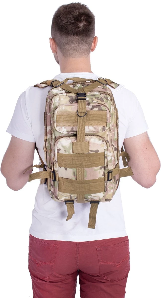 Springos Rugzak | Backpack | Wandelrugzak | Tactical Backpack | 35 Liter | Camouflage | Groen/Camel/Beige 5 Springos Rugzak | Backpack | Wandelrugzak | Tactical Backpack | 35 Liter | Camouflage | Groen/Camel/Beige - Afbeelding 5