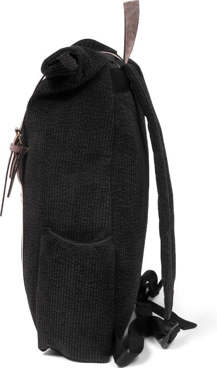 Vintage Rugzak Zwart Met Ribbelpatroon 2 Vintage Rugzak Zwart Met Ribbelpatroon - Afbeelding 2