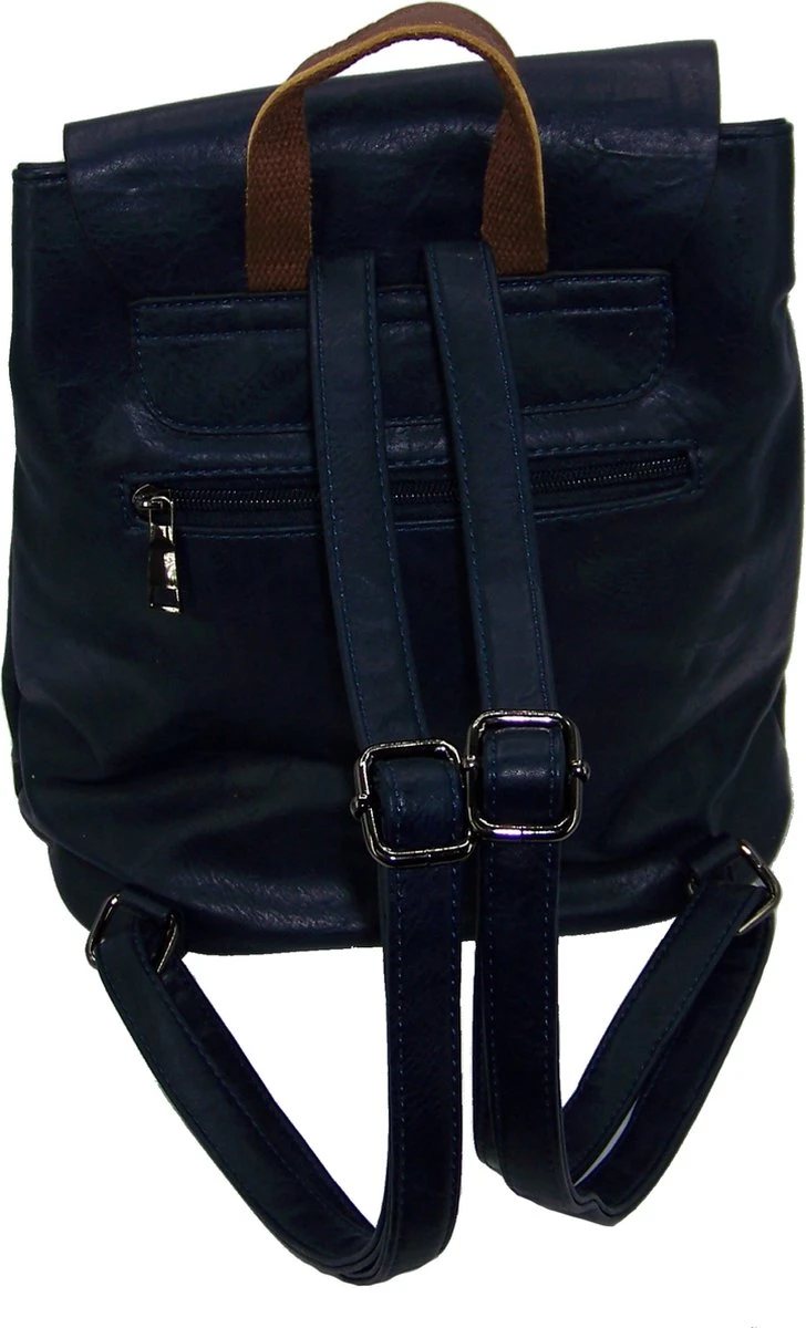 Soepele Donkerblauw Leer Met PU-leer Rugzak 2 Soepele Donkerblauw Leer Met PU-leer Rugzak - Afbeelding 2