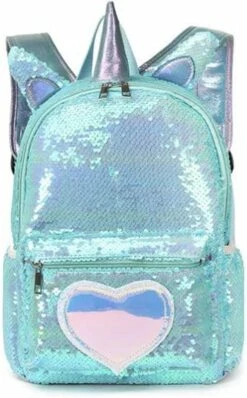 Eenhoorn Schooltas - Rugzak - Unicorn Rugtas 42 X 30 X 14 Cm- Kinderrugzak - Sequin- Luxe Giftset - Pailletten - Inclusief Tas + Etui - Turquoise - Voor Al Je Speelgoed En Schoolspullen -Schoolbenodigdheden 744x1200 1