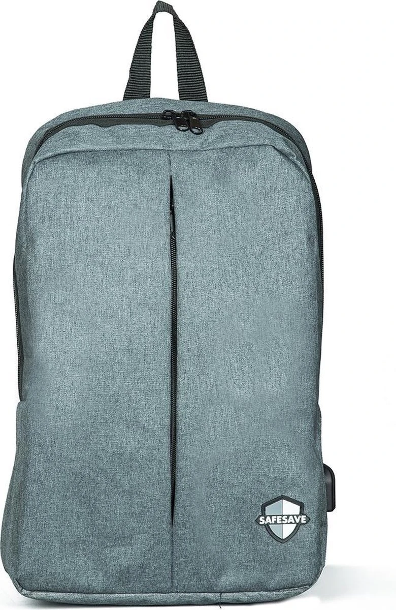 SafeSave Rugtas – Waterafstotende Schooltas Met Laptop Vak En Usb Aansluiting – Schoudertas – 15.6 Inch – Licht Grijs 2 SafeSave Rugtas – Waterafstotende Schooltas Met Laptop Vak En Usb Aansluiting – Schoudertas – 15.6 Inch – Licht Grijs - Afbeelding 2