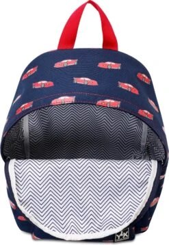 YLX Hemlock Rugzak (S) / Rugzak Voor Kinderen (jongens). Marine Blauw Met Rode Auto's. Gemaakt Van Gerecyclede Plastic Flessen. Eco-vriendelijk. Rugzak - Peuters - Kleuters - Kinderdagverblijf - Jongens - Auto's -Schoolbenodigdheden 829x1200 4