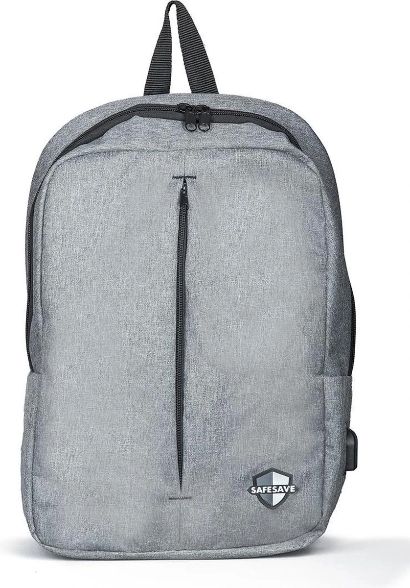 SafeSave Rugtas – Waterafstotende Schooltas Met Laptop Vak En Usb Aansluiting – Schoudertas – 15.6 Inch – Licht Grijs 5 SafeSave Rugtas – Waterafstotende Schooltas Met Laptop Vak En Usb Aansluiting – Schoudertas – 15.6 Inch – Licht Grijs - Afbeelding 5