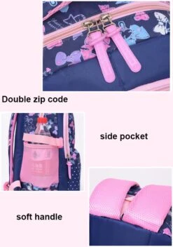 STIJLVOLLE GROTE CAPACITEIT GRAPPIGE ROZE TIENER BOEKENTAS LAPTOP,SCHOOLTAS RUGZAK VOOR VROUW MEISJE ( ROZE PAARS ) -Schoolbenodigdheden 842x1200 1