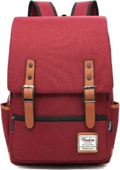Veran Rugtas - Rugzak - 25 Liter - 15,6" Laptopvak - Boekentas - Vintage - Laptop - School - Boekentas - Rood -Schoolbenodigdheden 851x1200 3