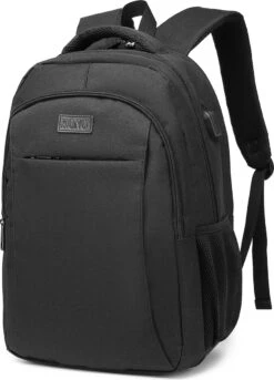 Schoolbenodigdheden 19 Kono Rugzak - Schooltas - 15,6 Inch Laptop Rugtas - Dames/Heren - 28L - Waterafstotend - Zwart