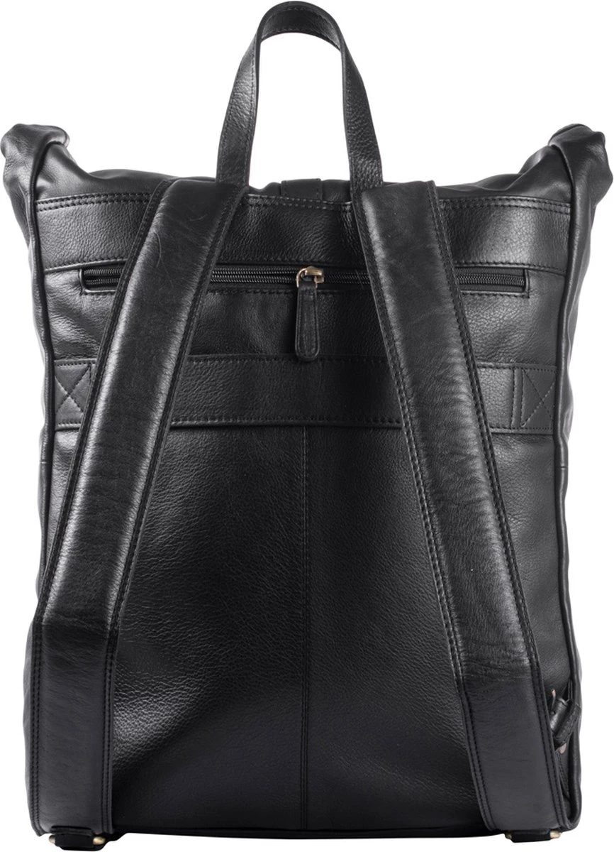 WILD WOODS Leren 15 Inch Laptop Rugtas Met Kliksluiting - 15,6 Inch - Ruime Laptop Rugzak - Dames En Heren - Rundleer - Zwart 5 WILD WOODS Leren 15 Inch Laptop Rugtas Met Kliksluiting - 15,6 Inch - Ruime Laptop Rugzak - Dames En Heren - Rundleer - Zwart - Afbeelding 5