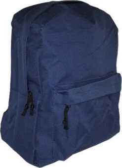 Merkloos Rugzak Donker Blauw Met Voorvak - Schooltas/Rugzak Jongens/Meisjes