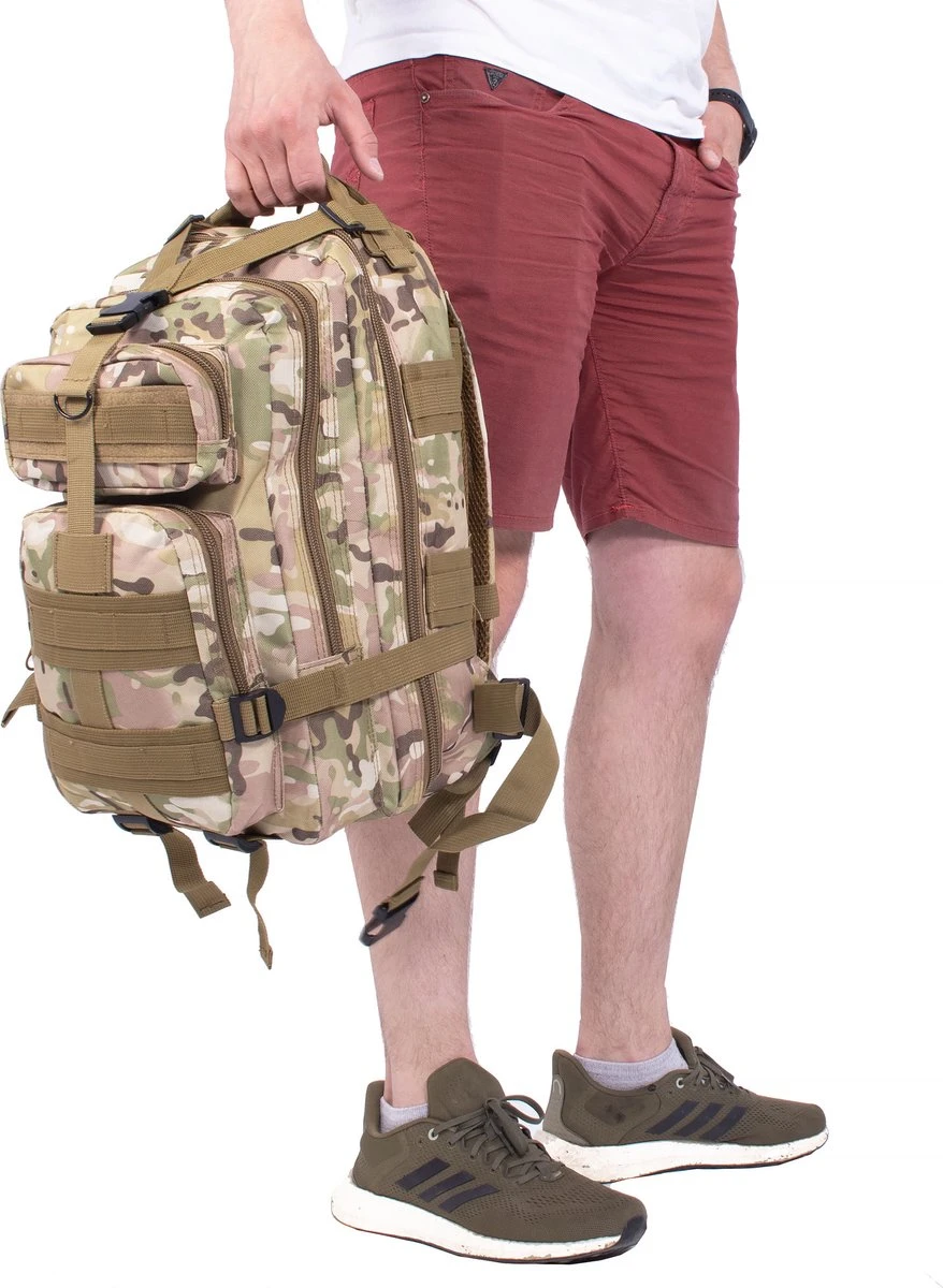 Springos Rugzak | Backpack | Wandelrugzak | Tactical Backpack | 35 Liter | Camouflage | Groen/Camel/Beige 3 Springos Rugzak | Backpack | Wandelrugzak | Tactical Backpack | 35 Liter | Camouflage | Groen/Camel/Beige - Afbeelding 3