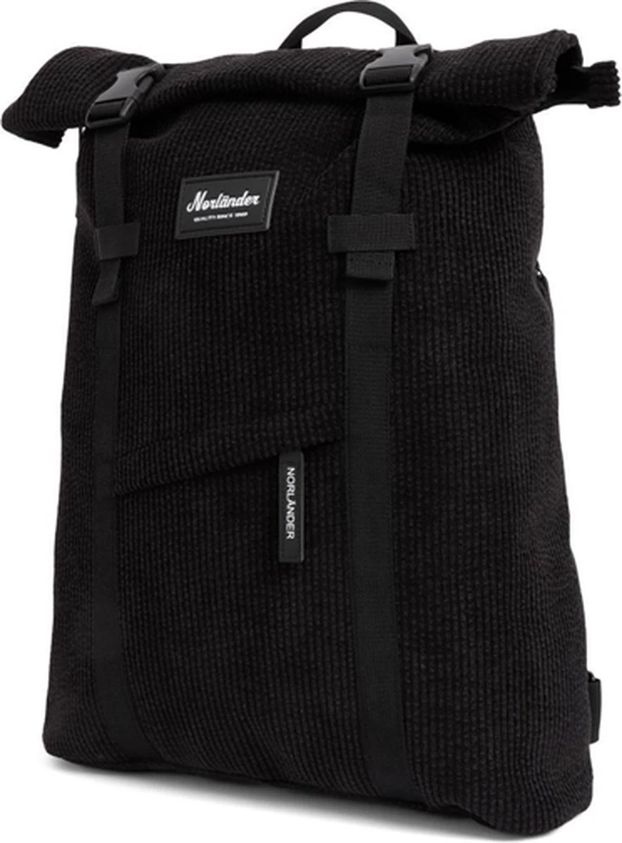 Norlander Vintage Ribbel Rugzak - Zwart - Corduroy - 28 Liter 2 Norlander Vintage Ribbel Rugzak - Zwart - Corduroy - 28 Liter - Afbeelding 2