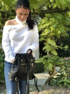 TOUTESTBELLE - Leren Dames Rugzak Quilted Gestikt Ruit Met Extra Vak - Dames - Leer - Zwart -Schoolbenodigdheden 899x1200 18