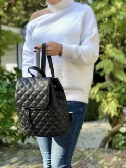 TOUTESTBELLE - Leren Dames Rugzak Quilted Gestikt Ruit Met Extra Vak - Dames - Leer - Zwart -Schoolbenodigdheden 900x1200 18