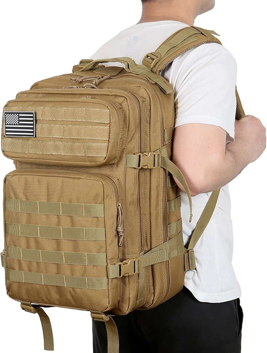 Merkloos Leger Rugzak - 45L - Camouflage - Militaire Tactische Tassen Voor Heren - Voor De Jacht - Voor Trekking - Rugzak - Waterdicht - Bug Out Bag - Airsoft - Khaki 1 Merkloos Leger Rugzak - 45L - Camouflage - Militaire Tactische Tassen Voor Heren - Voor De Jacht - Voor Trekking - Rugzak - Waterdicht - Bug Out Bag - Airsoft - Khaki