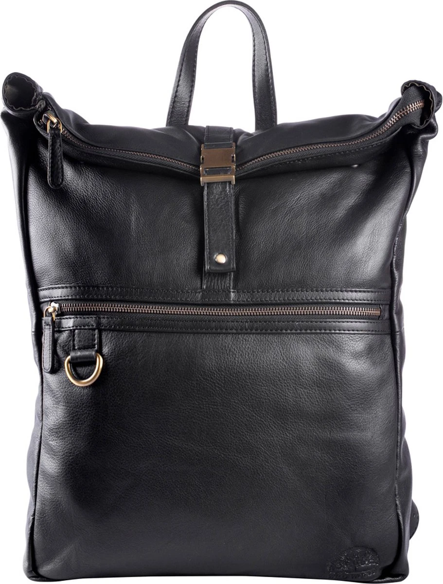 WILD WOODS Leren 15 Inch Laptop Rugtas Met Kliksluiting - 15,6 Inch - Ruime Laptop Rugzak - Dames En Heren - Rundleer - Zwart 2 WILD WOODS Leren 15 Inch Laptop Rugtas Met Kliksluiting - 15,6 Inch - Ruime Laptop Rugzak - Dames En Heren - Rundleer - Zwart - Afbeelding 2