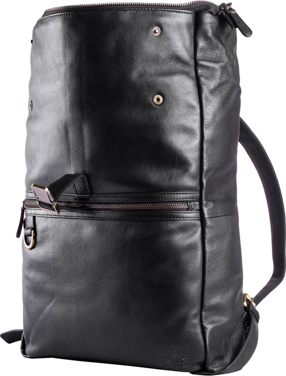 WILD WOODS Leren 15 Inch Laptop Rugtas Met Kliksluiting - 15,6 Inch - Ruime Laptop Rugzak - Dames En Heren - Rundleer - Zwart 3 WILD WOODS Leren 15 Inch Laptop Rugtas Met Kliksluiting - 15,6 Inch - Ruime Laptop Rugzak - Dames En Heren - Rundleer - Zwart - Afbeelding 3