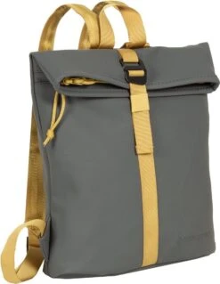 New Rebels® Tim - Rugtas - Grijs/Geel - Waterbestendig - Roll-top - 1312108 - 27x8x33cm - Rugzak / Backpack