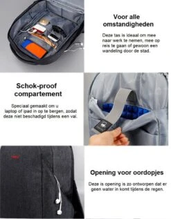 Tigernu Protector - Laptop Rugzak 15,6 Inch - Anti Diefstal Rugzak - 22l - Waterafstotend - Grijs -Schoolbenodigdheden 935x1200 11