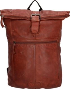 Old West Paint Rock Leren Rolltop Rugtas 13,3 Inch - Cognac