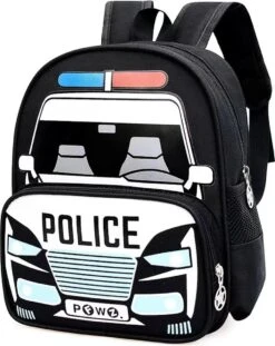 Merkloos Rugtasje - Rugzak - Schooltas - Zwart Politie - Jongens - Meisjes - Cadeau - Sinterklaas - Kerst - 1 Jaar - 2 Jaar