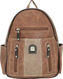 Nuba Vrouwen Rugzak Met 2 Vakken | Compacte Rugtas| Bruin / Cognac