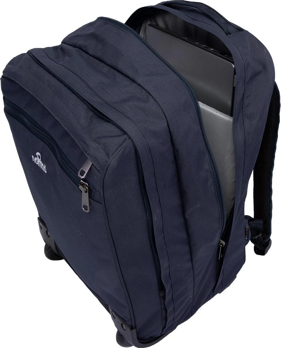 NOMAD® Boarding Rugzak Trolley 26L Dark Navy | Reistas Met Wielen | Handbagage Laptopvak | 35x30x52cm Rugzaktrolley Volwassenen 9 NOMAD® Boarding Rugzak Trolley 26L Dark Navy | Reistas Met Wielen | Handbagage Laptopvak | 35x30x52cm Rugzaktrolley Volwassenen - Afbeelding 9