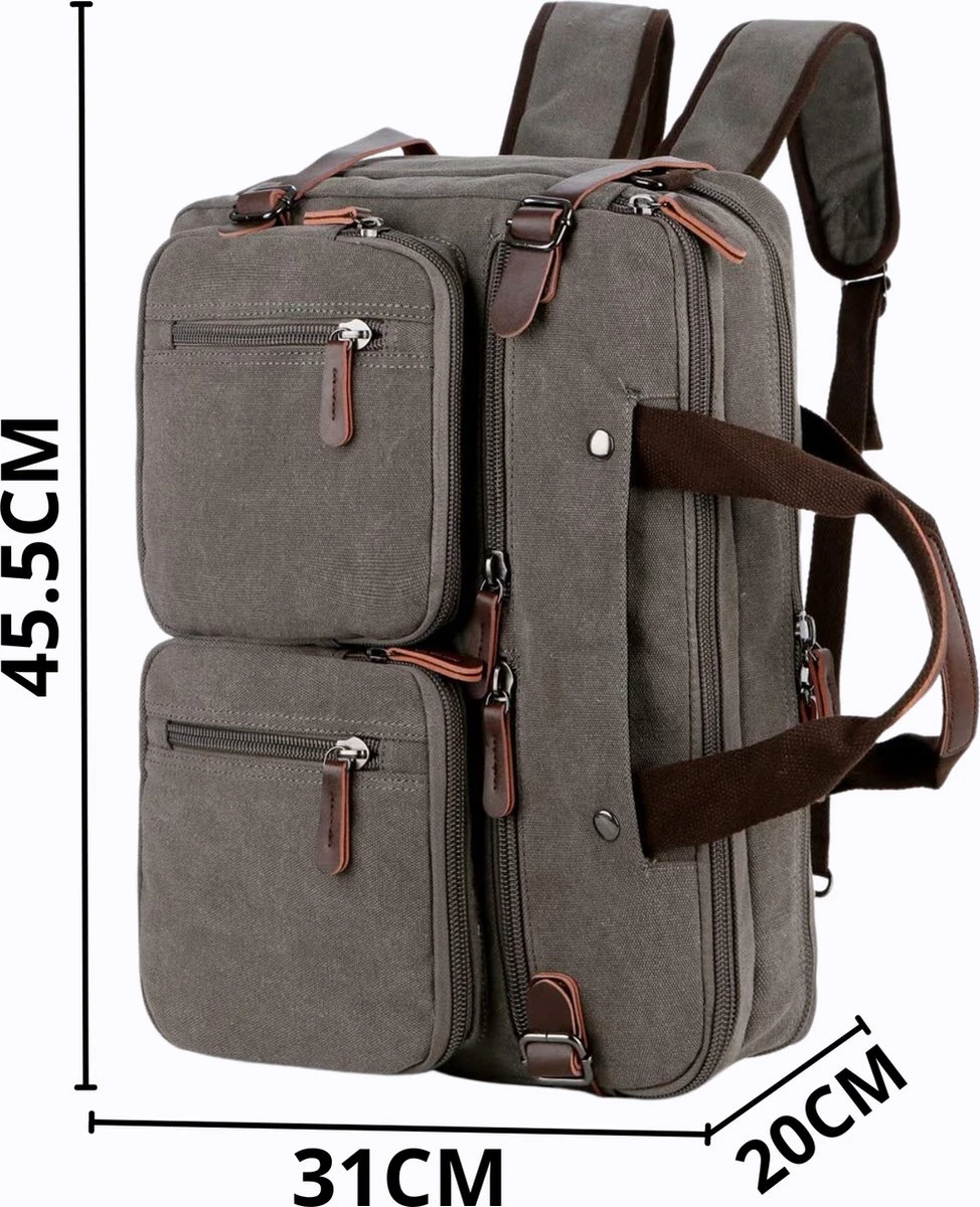 Jeusin® Multifunctionele Comfortabele Laptoptas 3-in-1 Rugtas - Schoudertas - Voor 17,3-inch Laptop Formaat - Grijs 9 Jeusin® Multifunctionele Comfortabele Laptoptas 3-in-1 Rugtas - Schoudertas - Voor 17,3-inch Laptop Formaat - Grijs - Afbeelding 9