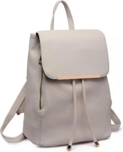 Miss LuLu Rugzak - Dames Rugtas - Kwalitatieve Kunstleren Rug Tas - Licht Grijs (E1669 LGY)